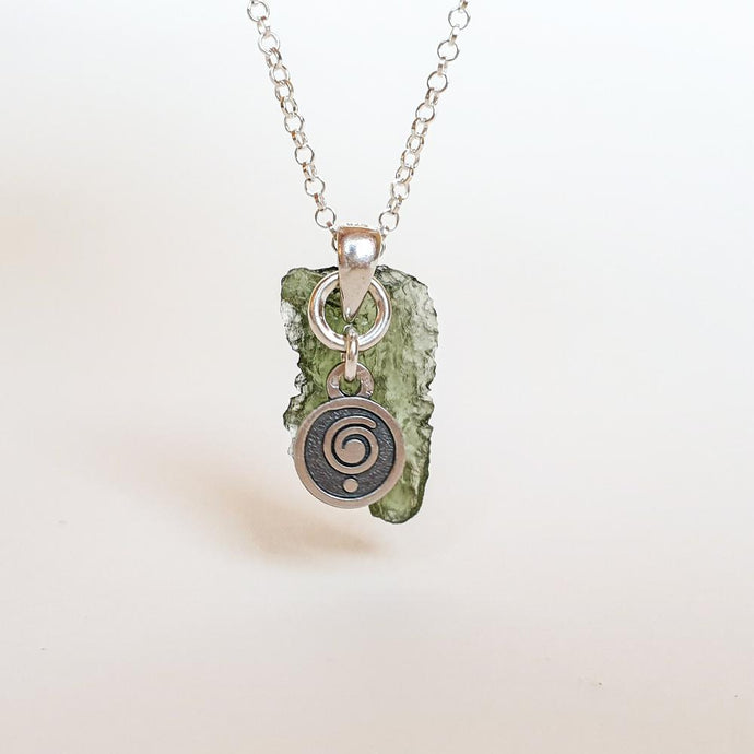 Legendary Moldavite Silver Pendant from Czech republic 