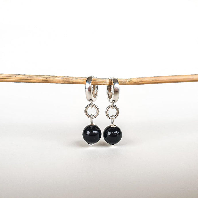 Elegant Silver 925 Earrings with Black Tourmaline 