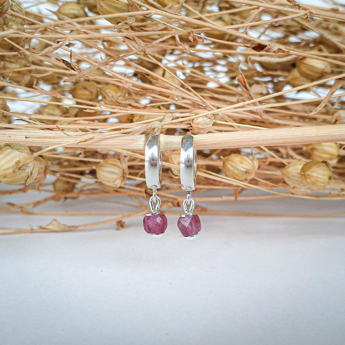 Elegant Silver Earrings with Purple Tourmaline 