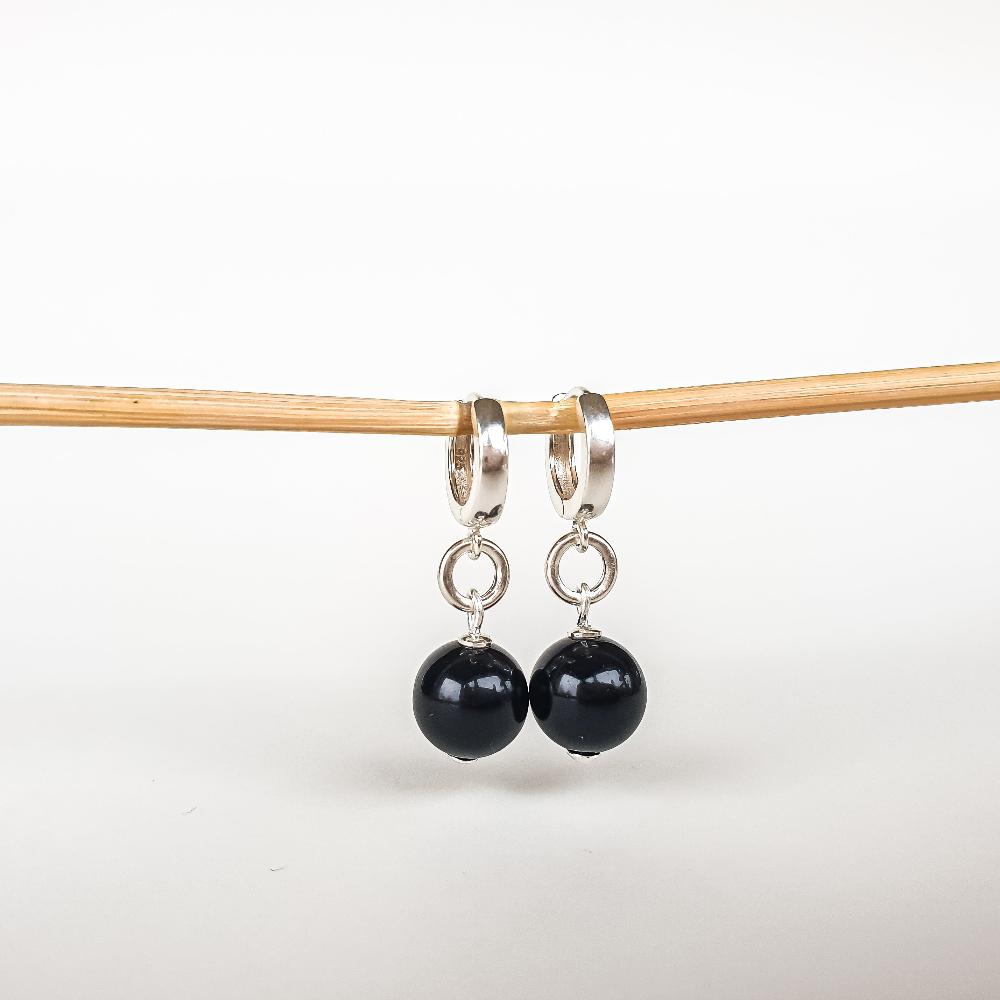 Silver Earrings with Golden Obsidian for Women 