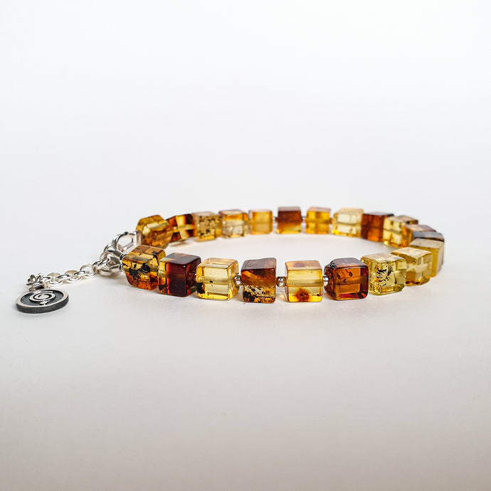 Amber Cube Silver 925 Adjustable Bracelet for Women 