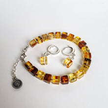 Load image into Gallery viewer, Set of Amber Silver 925 Bracelet and Earrings for Women &quot;Sun Stories&quot;