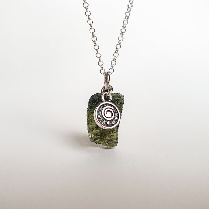 15 mln years Moldavite Silver 925 Pendant with chain 