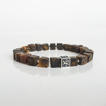 Load image into Gallery viewer, Black Baltic Amber Non Polished Cube Silver 925 Bracelet - Vytis - &quot;Sun Stories&quot;