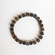 Load image into Gallery viewer, Black Baltic Amber Non Polished Cube Silver 925 Bracelet - Vytis - &quot;Sun Stories&quot;