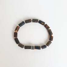 Load image into Gallery viewer, Black Row Amber Silver 925 Bracelet - Vytis - &quot;Sun Stories&quot;