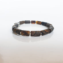 Load image into Gallery viewer, Black Row Amber Silver 925 Bracelet - Vytis - &quot;Sun Stories&quot;