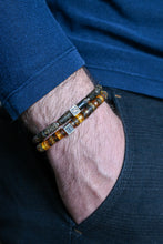 Load image into Gallery viewer, Black Row Amber Silver 925 Bracelet - Vytis - &quot;Sun Stories&quot;
