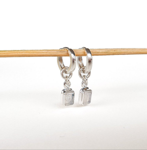 Elegant Silver Earrings "Intuition" with High Grade White-Blue Moonstone