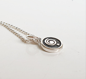Medallion with chain "The Spiral Can Take You Anywhere", silver 925