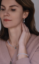 Load image into Gallery viewer, Elegant Silver Earrings &quot;Intuition&quot; with High Grade White-Blue Moonstone