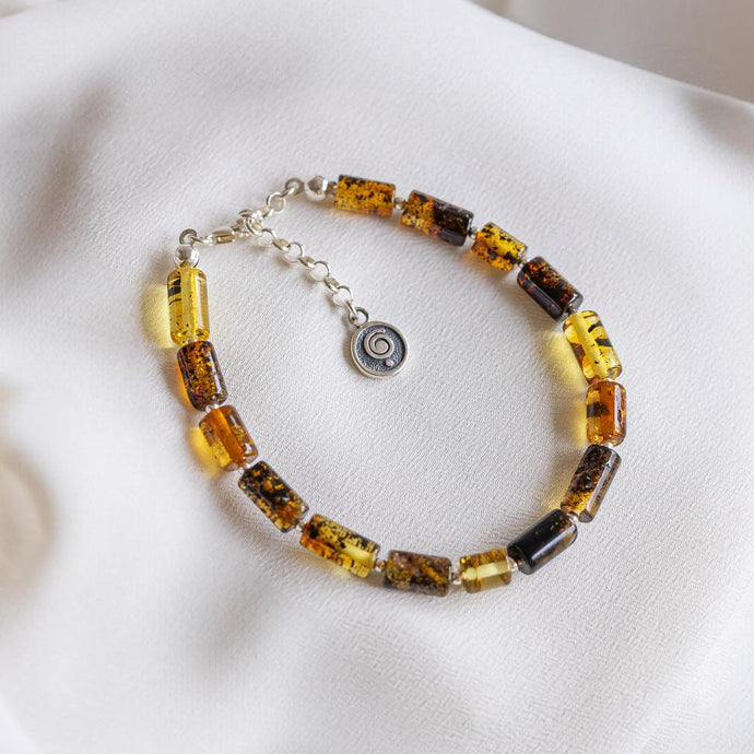 Baltic Amber Silver 925 Bracelet for Women Honey Colour 