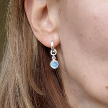 Load image into Gallery viewer, Elegant Round Silver 925 Earrings &quot;Intuition&quot; with High Grade White-Blue AAA grade Moonstone