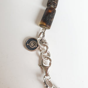 Black Raw Baltic Amber Silver 925 Necklace for Men "Sun Stories"
