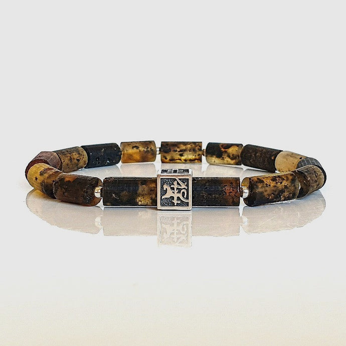 Black Amber Silver 925 Bracelet - Vytis - 