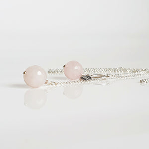 Pink Quartz Silver Necklace "Tenderness"