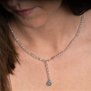 Mountain Crystal and Topaz Silver Necklace "Pure" - Petit Secret
