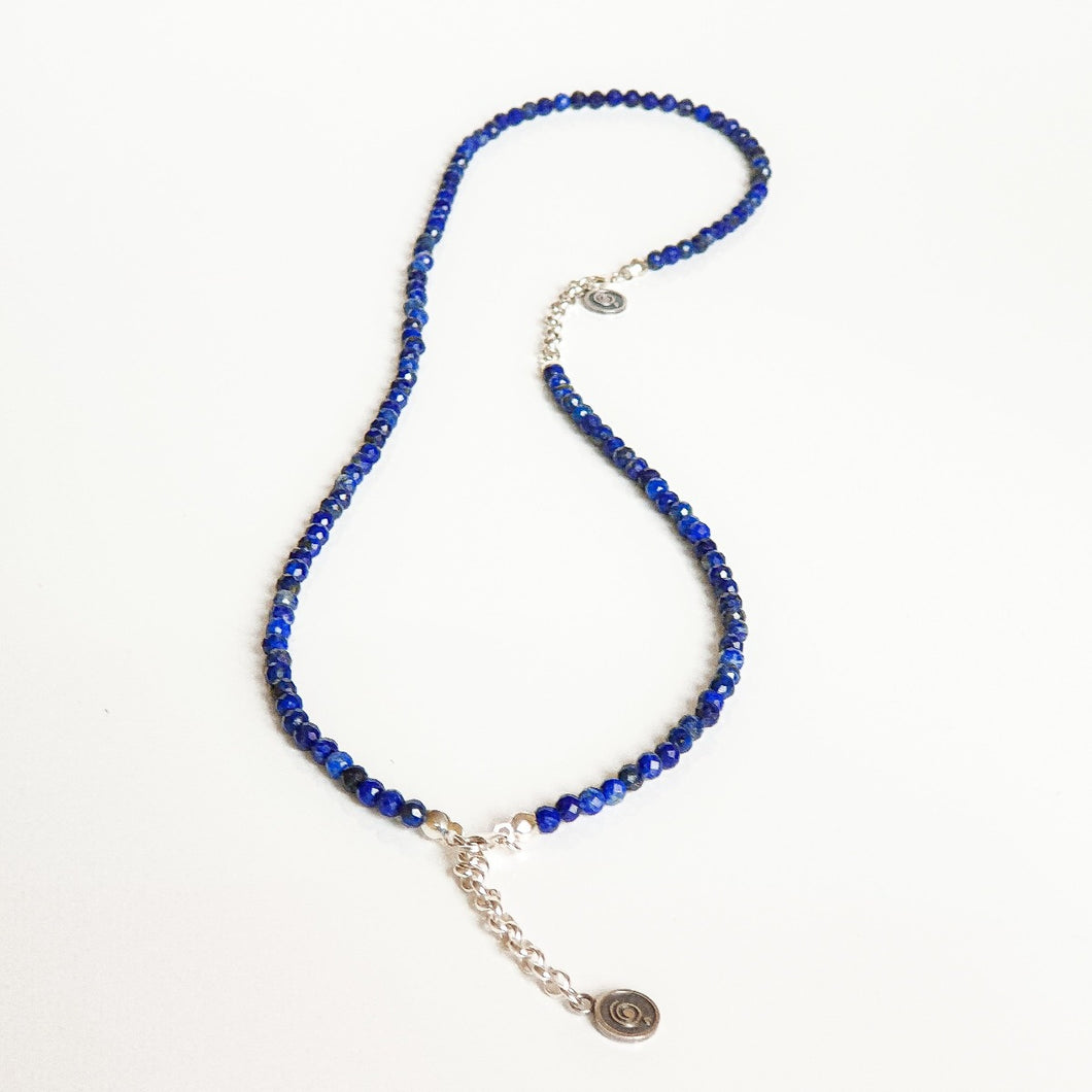 Set of Lazurite Silver Necklace and Bracelet 