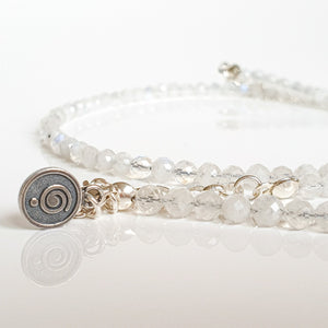 Set of Moonstone Silver Necklace and Bracelet "Intuition" - Petit Secret