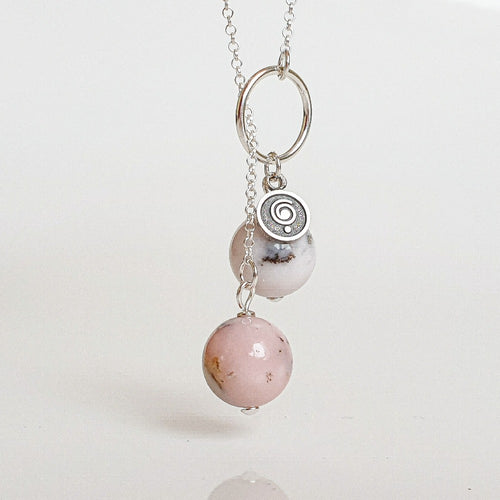Pink Opal Silver Necklace 