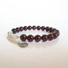 Load image into Gallery viewer, Red Garnet Silver Bracelet for Women &quot;Vitality&quot; - 8,5 mm