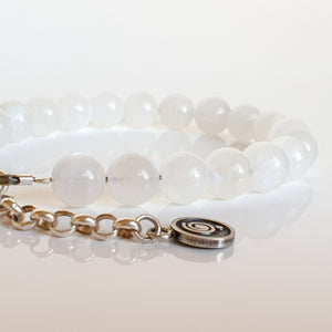 Moonstone AA+ Silver Bracelet for Women "Intuition" - 8 mm