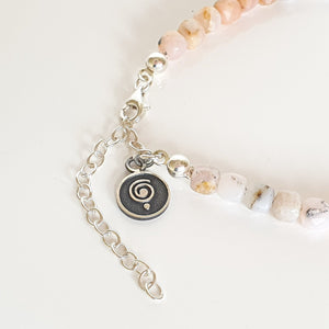 Pink Opal Silver Delicate Necklace for Women "Self Love"