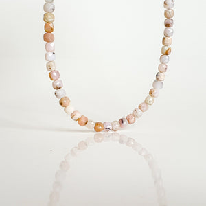 Pink Opal Silver Delicate Necklace for Women "Self Love"