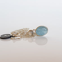 Load image into Gallery viewer, Aquamarine and Moonstone Silver Pendant with chain for Women &quot;Stone of Faith&quot;