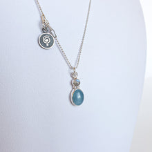 Load image into Gallery viewer, Aquamarine and Moonstone Silver Pendant with chain for Women &quot;Stone of Faith&quot;