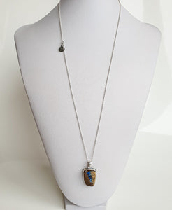 Precious Boulder Opal from Australia Silver Pendant with Chain „Sublime“