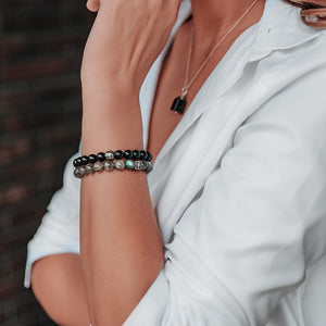 Black Tourmaline Silver Bracelet for Women "Harmony"